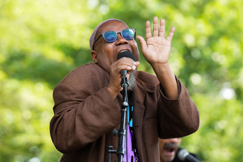 man singing jazz on stage at the 2023 Home rule music festival